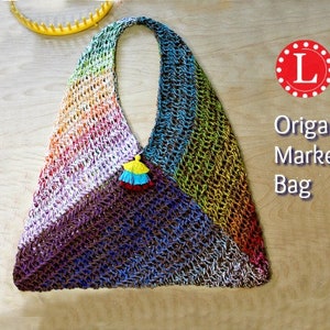 Loom Knitting PATTERN Origami Bag Purse Tote - Includes Video Tutorial by Loomahat