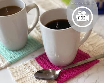 Patrón para posavasos tejido en telar (con videotutorial) El posavasos FÁCIL y rápido en cualquier telar con 19 clavijas / Usa restos de hilo