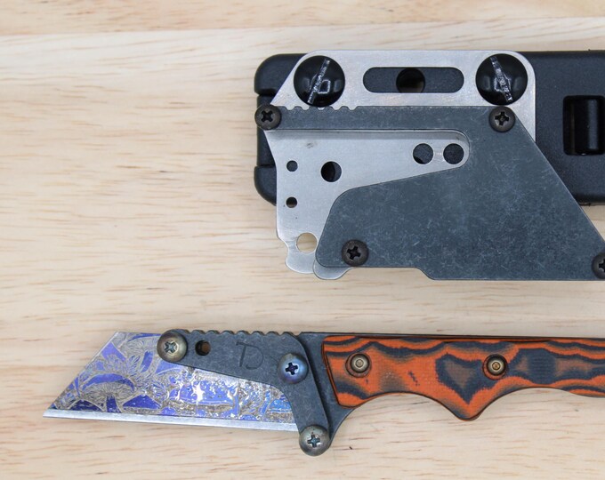 EDC Utility Knife Fixed Blade - Black / Orange G10 - Teale Designs - Etsy