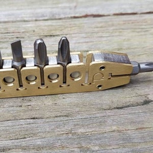 TD Magnetic Driver Combo Bit Storage Organizer Keychain - Brass Covers