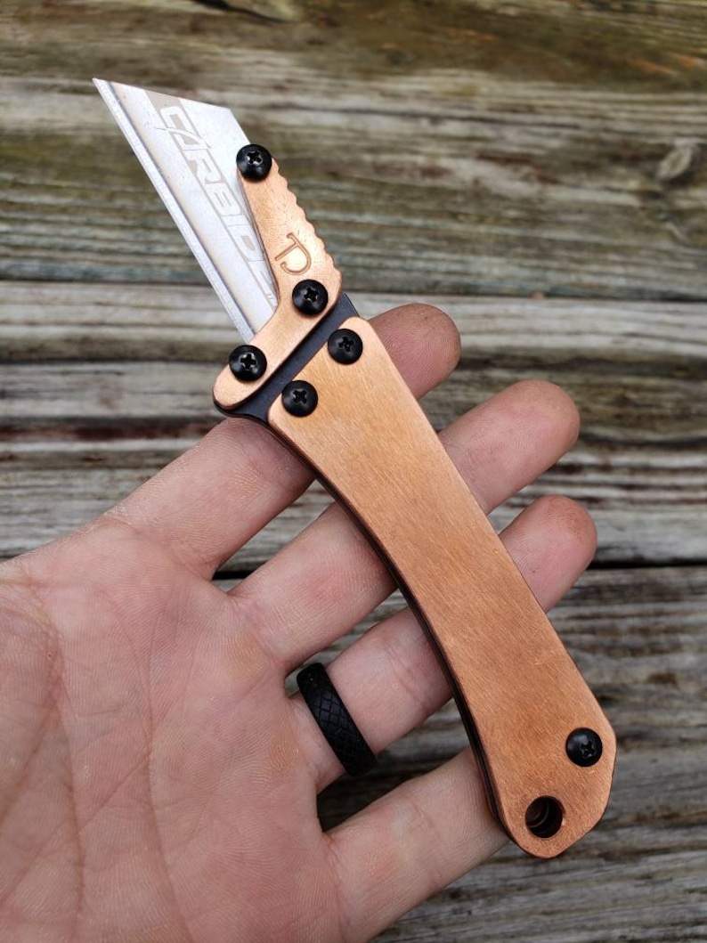 Copper Scales Utility Knife Fixed Blade Razor Unique Stainless Etsy