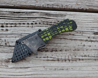 Teale Designs Tools Fixed Utility Knife - Green Black Frag Pocket Sheath
