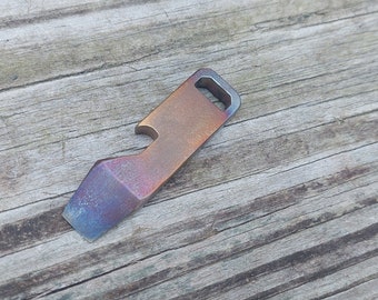 Mini Pry Bar Bottle Opener Keychain - Flamed