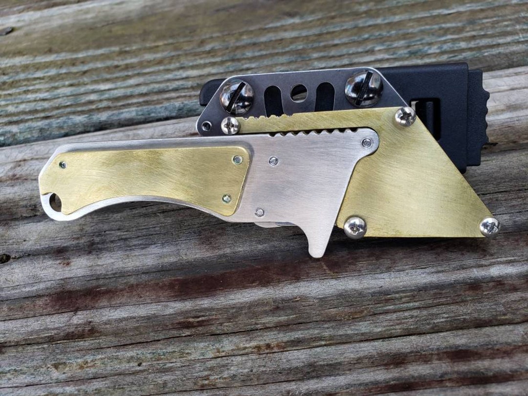 Brass Scales Utility Knife Fixed Blade Razor Unique Stainless Steel
