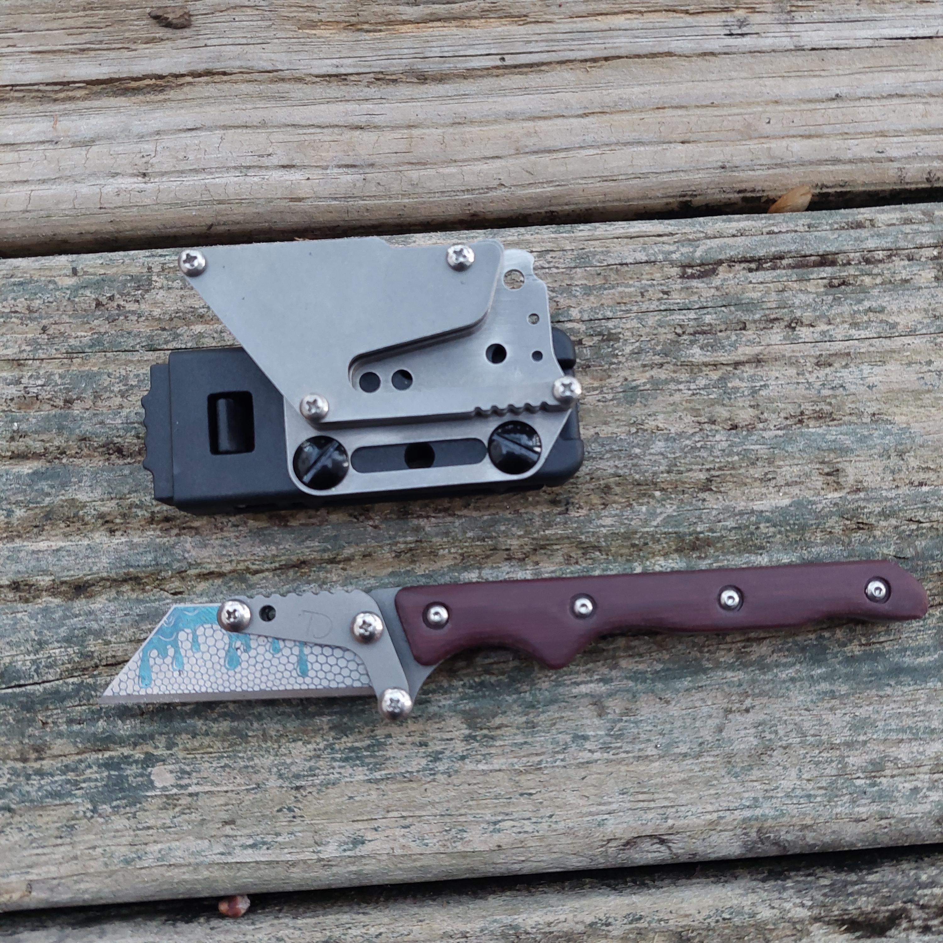 Teale Designs Tools Slim Fixed Utility Knife - Deep Red Micarta - Etsy