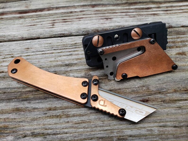 Copper Scales Utility Knife Fixed Blade Razor Unique Stainless Etsy