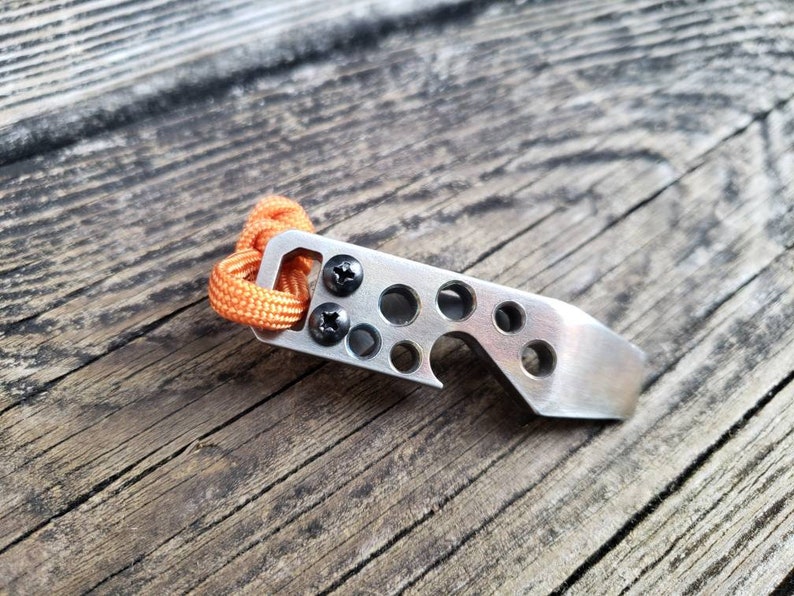 Mini Pry Bar Bottle Opener Keychain Pocket Clip Stainless Etsy