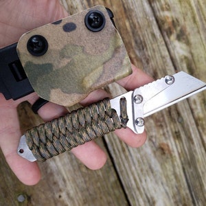 Custom Stainless Steel Utility Knife: Paracord Handle, Kydex Sheath