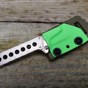 Custom Stainless Steel Utility Knife: Zombie Green Kydex Sheath