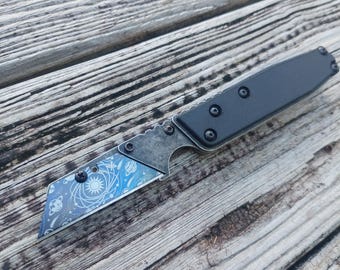 TD Tools Utility Knife Old Skool Friction Folder - Tumbled Black Oxide Carbon Fiber