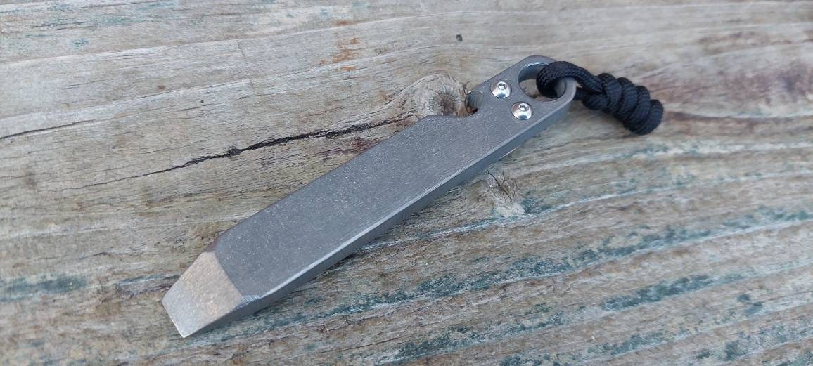 Plain Jane TD Titanium Pry Bar - Stonewashed / Flamed Clip