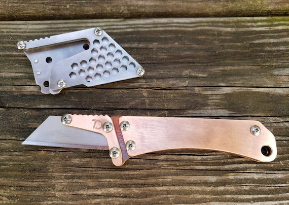 Custom Copper Black Oxide EDC Fixed Utility Blade Knife Sheath