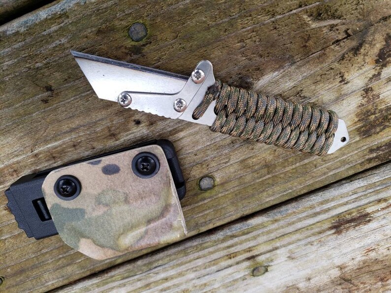 Utility Knife Fixed Blade Razor Paracord Handle Unique Custom Etsy