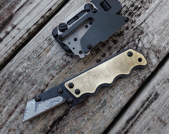 Teale Designs Tools  Fixed Utility Knife - Contour Brass Black Oxide