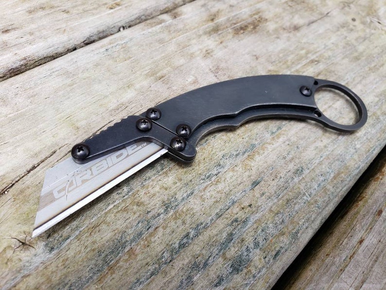 Utility Knife Karambit Black Oxide Fixed Blade Razor Unique Etsy