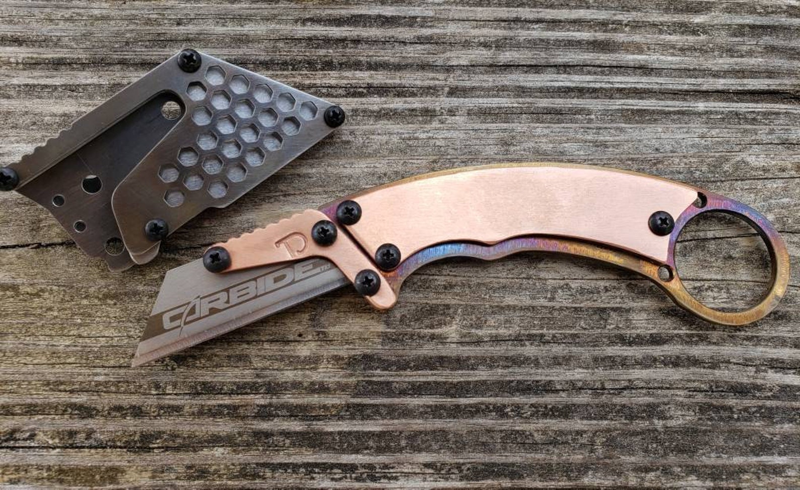 K.U.K. Copper Karambit Utility Knife Fixed Blade Razor Etsy