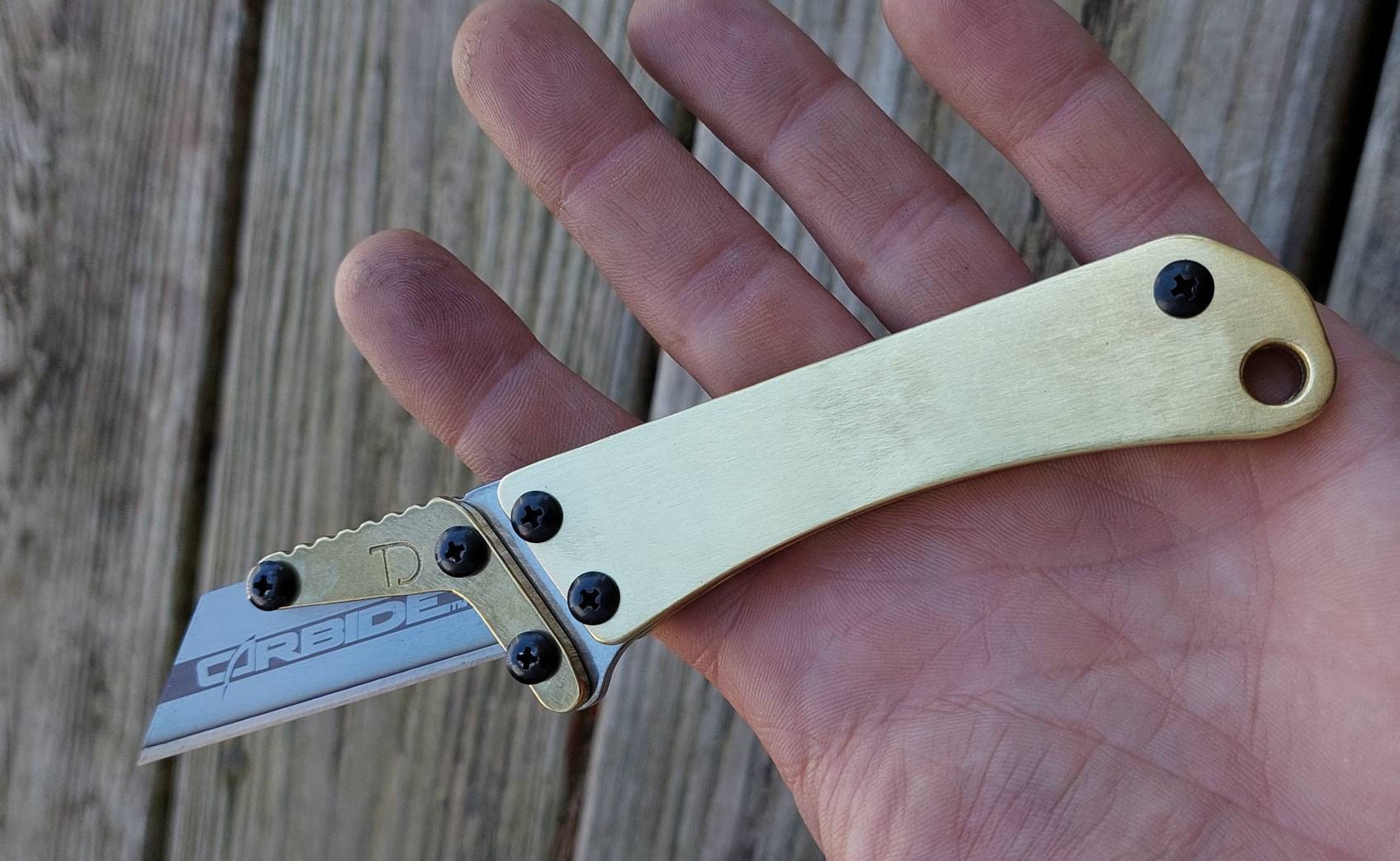 OG Curve Brass Utility Knife Brass Scales Fixed Blade Razor Etsy