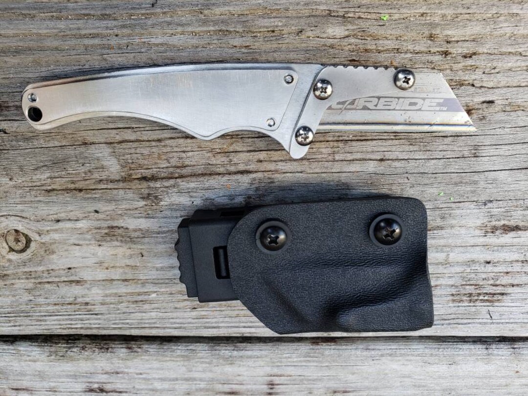 Utility Knife Fixed Blade Razor Unique Custom Stainless Steel Handle With  Kydex Sheath EDC Every Day Carry Gift 