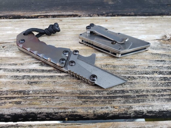 Small Curve Knurl Utility Knife Fixed Blade Razor Unique Custom