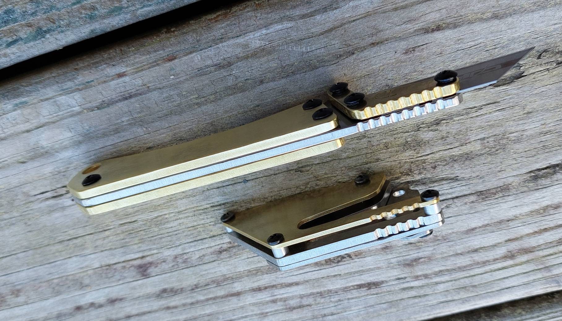 OG Curve Brass Utility Knife Brass Scales Fixed Blade Razor Etsy