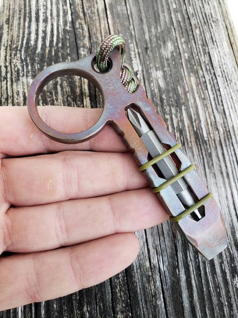 Mini Pry Bar Bottle Opener Keychain Multitool Stainless Steel Etsy