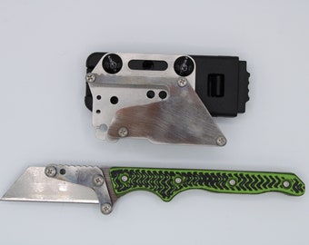 Couteau utilitaire fixe mince de TD Tools - Métal vert noir Zombie G10