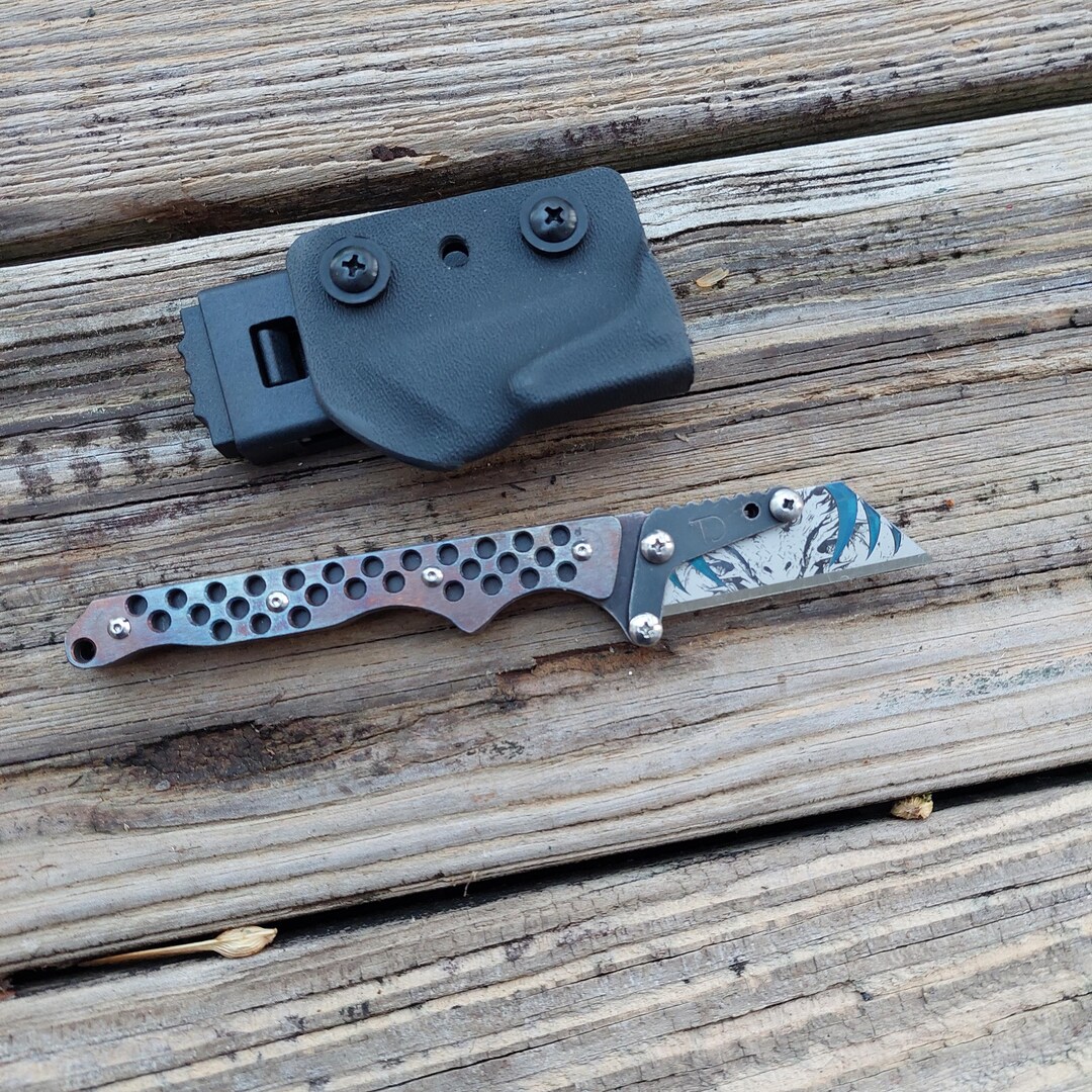 Teale Designs Tools Slim Fixed Utility Knife - Perf Flamed - Etsy