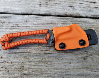 Para-Curve Orange - Utility Knife Fixed Blade Razor Paracord Handle Unique Custom Stainless Included Kydex Sheath Clip EDC Every Day Carry