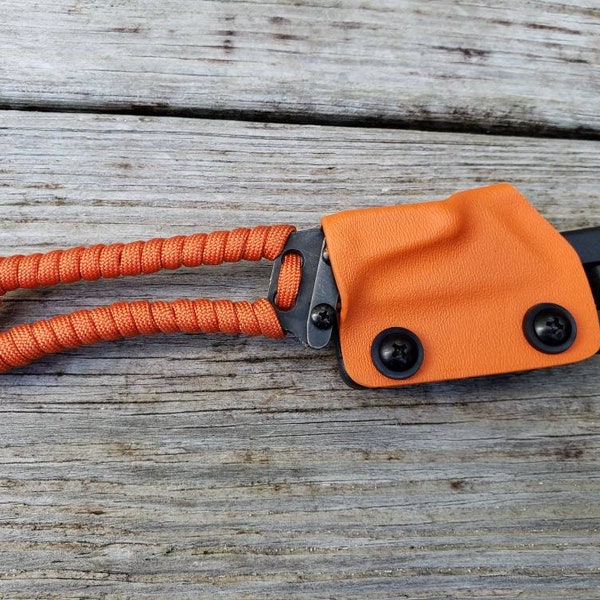 Para-Curve Orange - Cuchillo utilitario Hoja fija Razor Paracord Mango Único Personalizado Inoxidable Incluido Kydex Sheath Clip EDC Todos los días Llevar