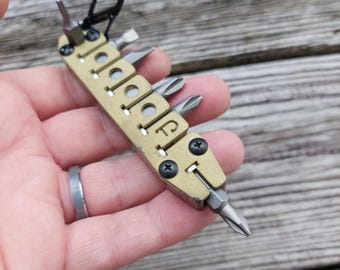 TD Magnetic Driver Combo Bit Storage Organizer Keychain - Brass Covers