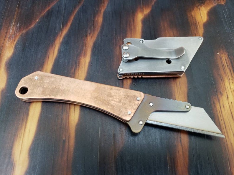 Copper Scales Utility Knife Fixed Blade Razor Unique Stainless Etsy