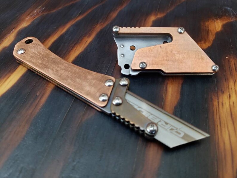 Copper Scales Utility Knife Fixed Blade Razor Unique Stainless Etsy