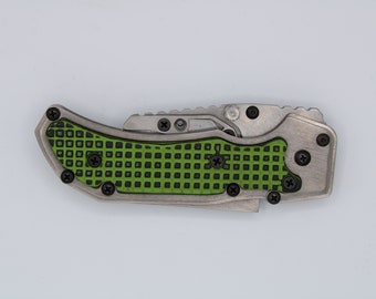 Teale Designs Tools XL Titanium Utility Folder - Frag Green Black G10 Raw Ti