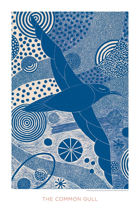 Flying and Fishing Seagull Poster
