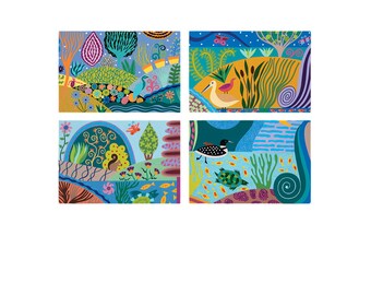 Assorted box of eight cards from my oil on wood paintings