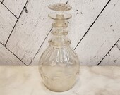 Antique 19th Century Prussian Style Georgian Regency Hand Blown and Cut Glass Decanter Liquor Wine Decanter Victorian George Triple Ring