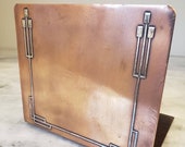 Antique 1910s Heintz Mission Sterling Silver on Bronze Bookends 3743 Arts and Crafts Jugendstil Frank Lloyd Wright Prarie Style Decor Copper
