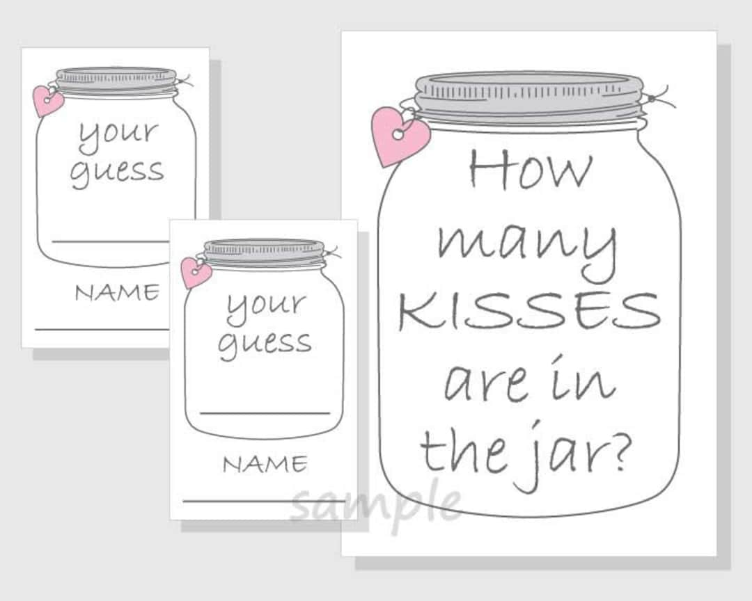 How Many KISSES Are in the Jar Printable Game Rustic Mason - Etsy
