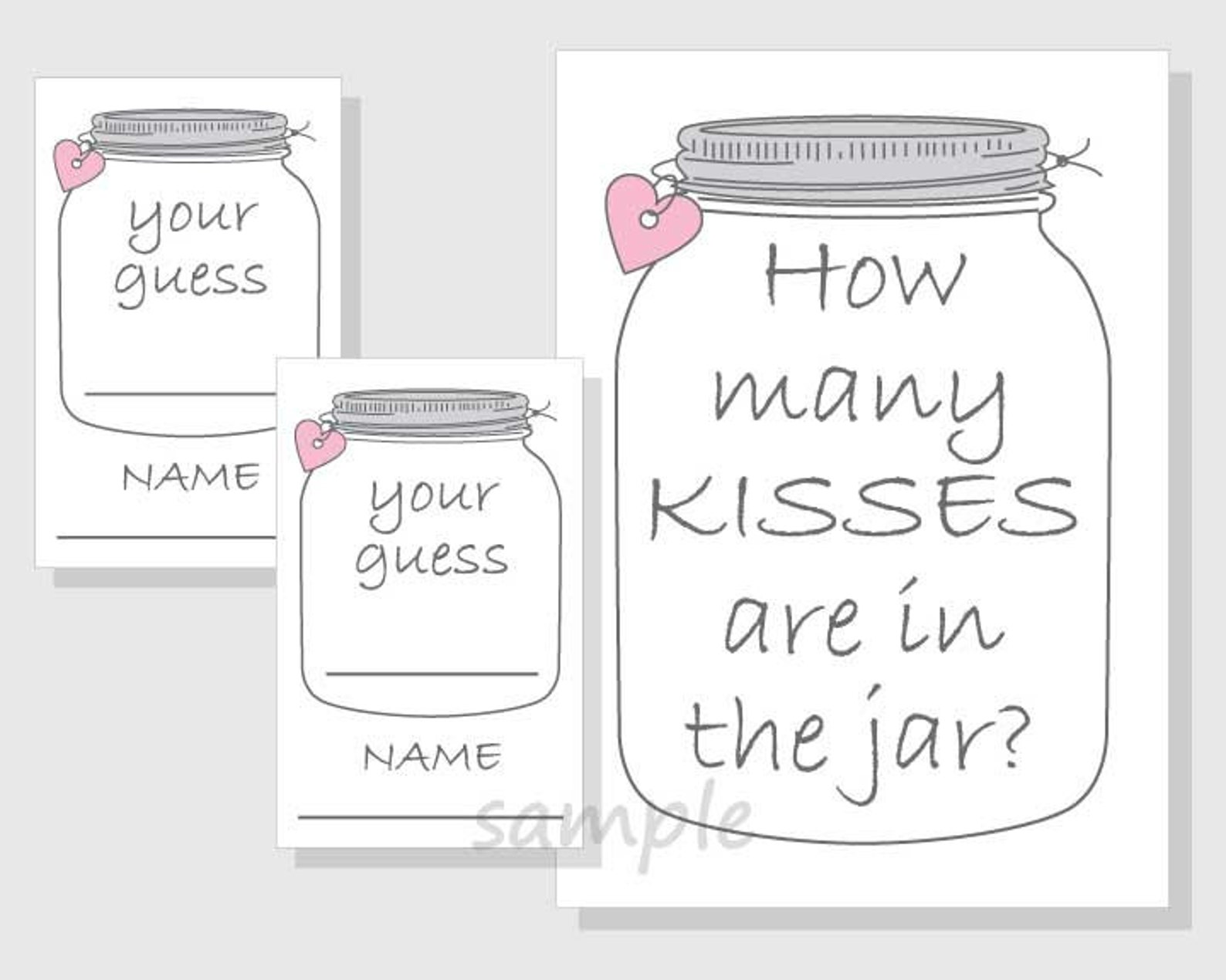 How Many KISSES Are in the Jar Printable Game Rustic Mason Jar Girl ...