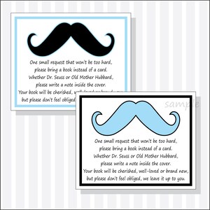 Printable Mustache Baby Shower Book Request Book Instead of Card Insert ...