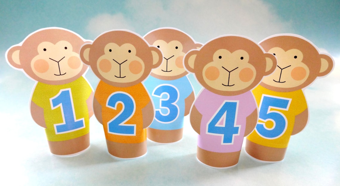 DIY Printable Finger Puppets Five Little Monkeys Jumping on - Etsy