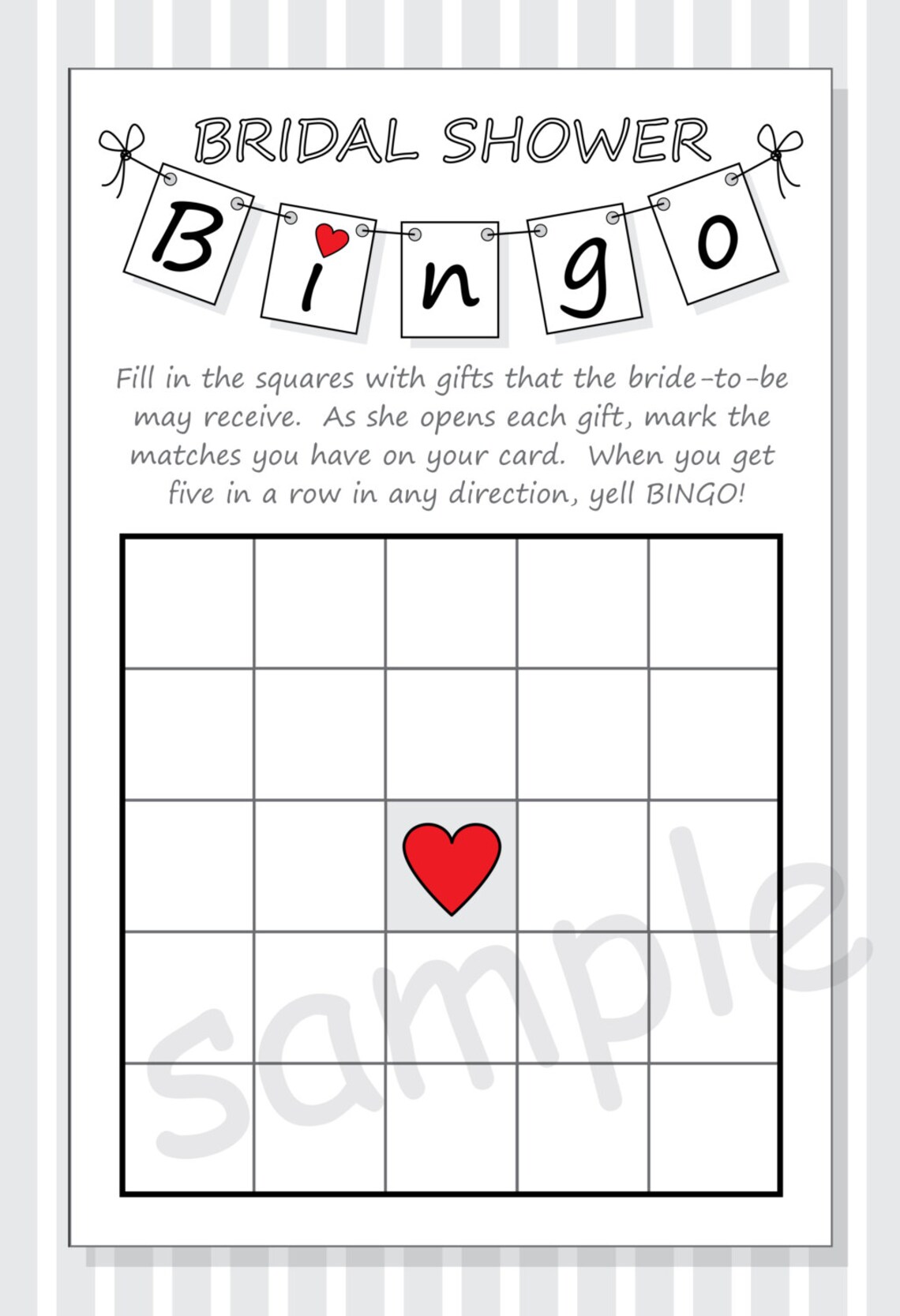 DIY Bridal Shower Bingo Printable Cards Pennant Design Red | Etsy
