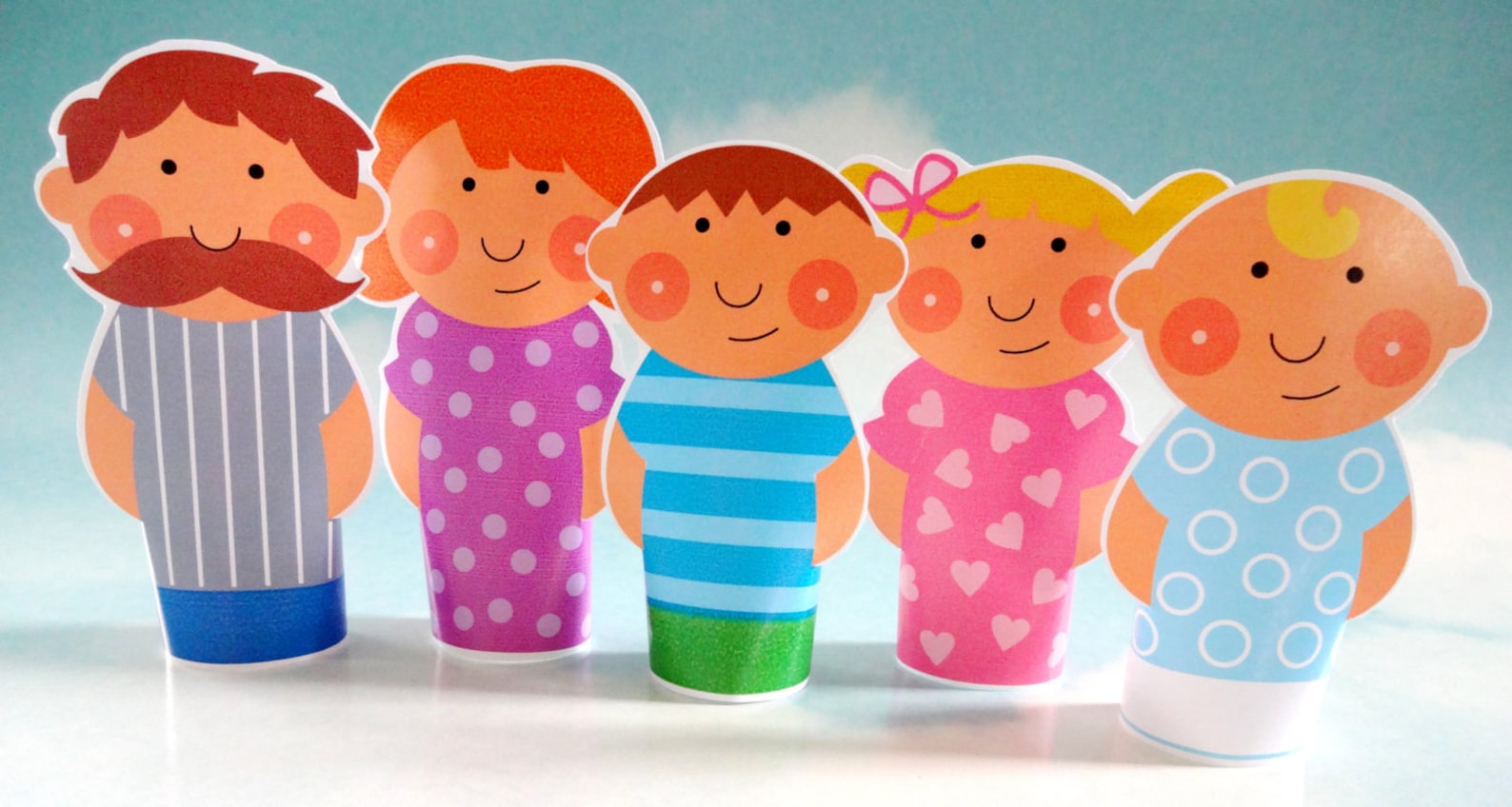 DIY Printable Finger Puppet Family PDF Printable Download Daddy, Mommy ...