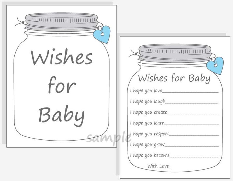 DIY Wishes for Baby Cards Mason Jar for a Boy Baby Shower Etsy Canada