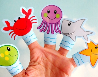 DIY Printable Finger Puppets - Under the Sea Characters PDF Download