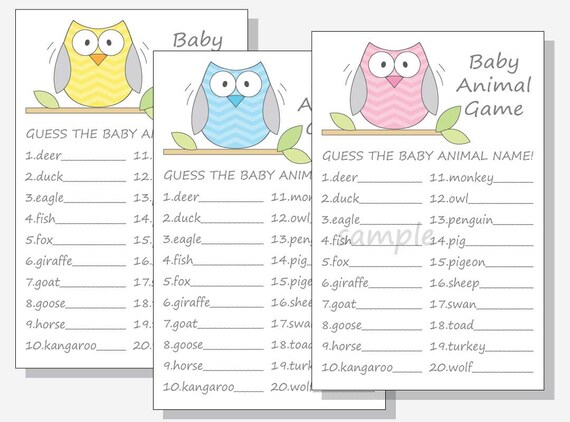 DIY Baby Animal Printable Name Game Cards for a Baby Shower | Etsy