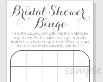 DIY Bridal Shower Bingo Printable Cards - Script Design - clear-white, red, purple & pink hearts