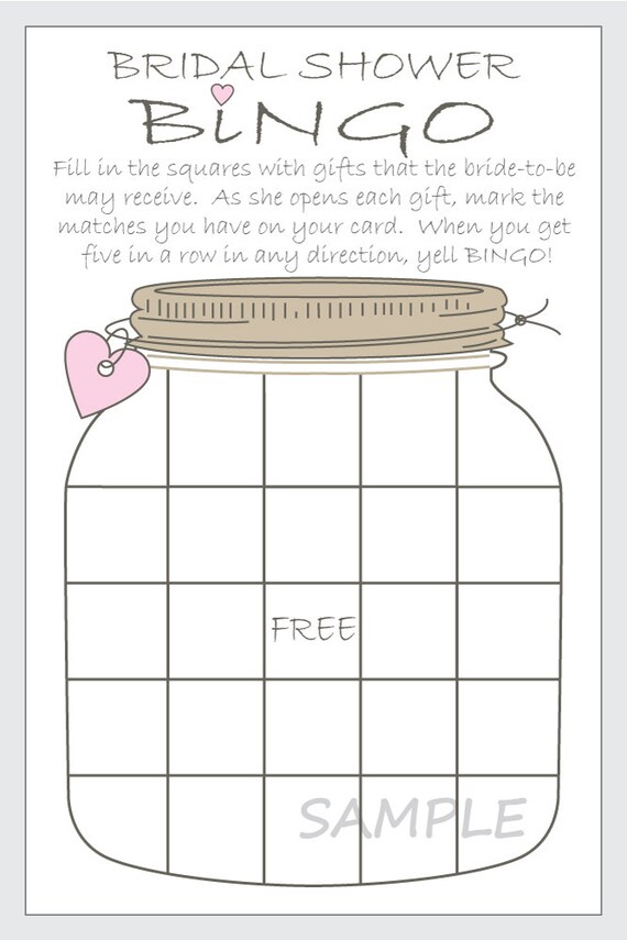 Bridal Shower Bingo Printable Cards Gift Bingo Rustic | Etsy