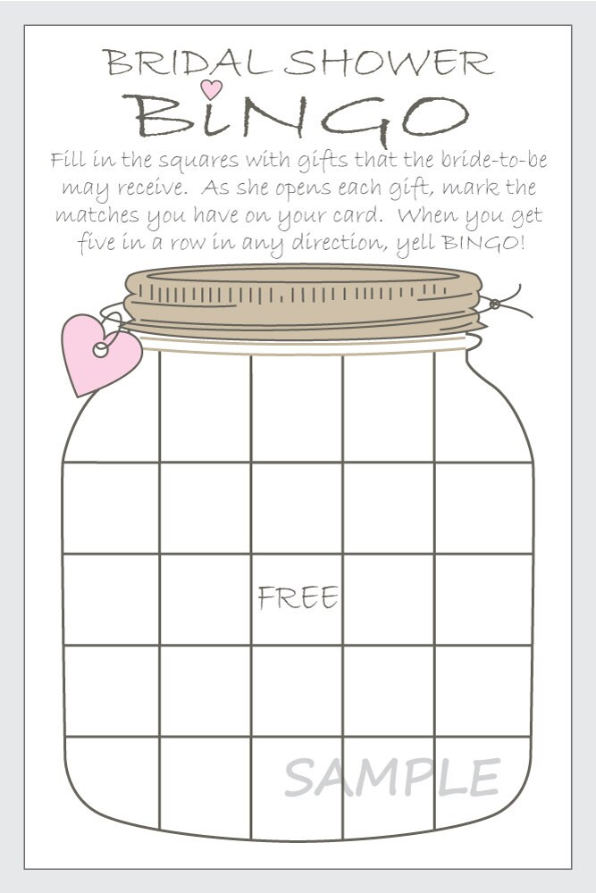 Bridal Shower Bingo Printable Cards Gift Bingo Rustic | Etsy