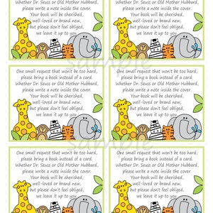 Printable Baby Shower Book Request Book Instead of Card DIY Jungle ...